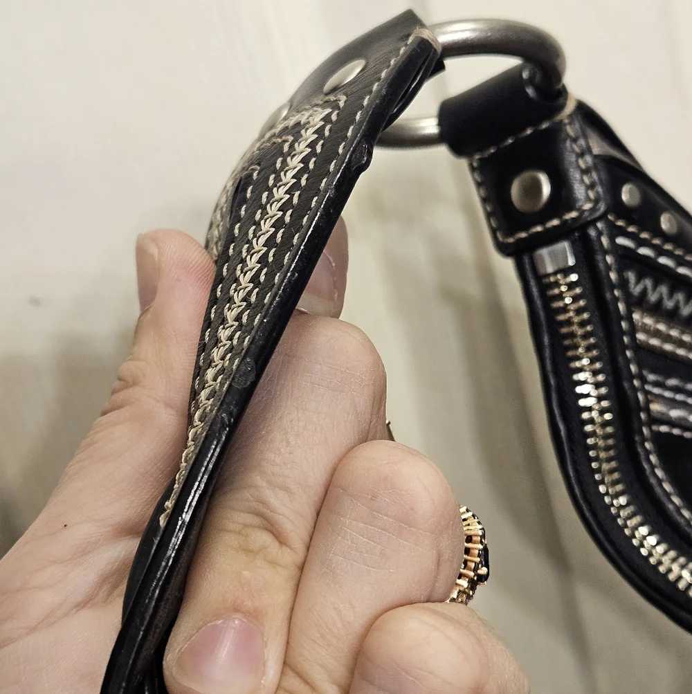 Coach limited edition black soho jacquard studded grommet hobo handbag purse - Picture 9 of 15